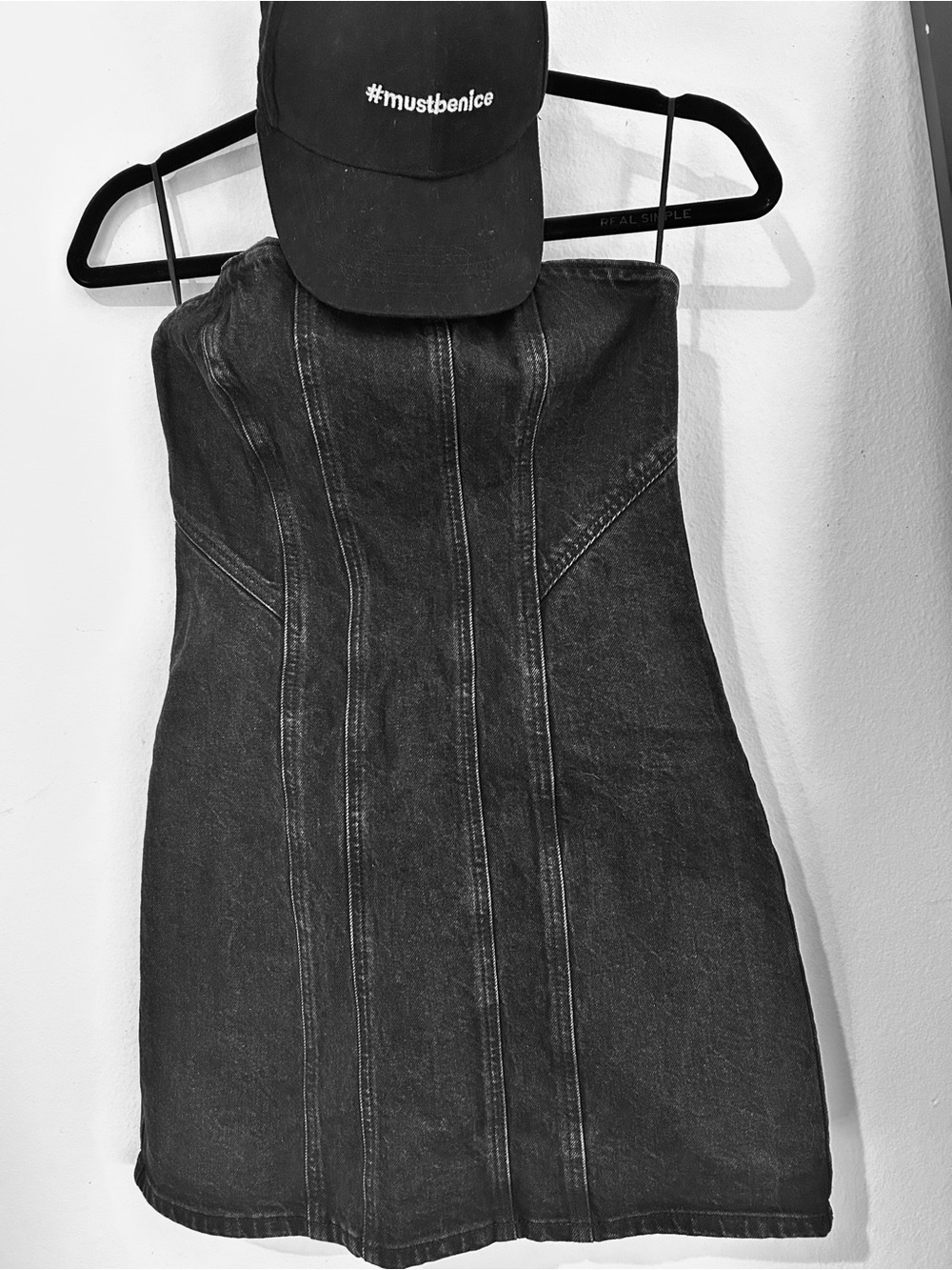 Universal Thread Strapless Black Denim Mini Dress